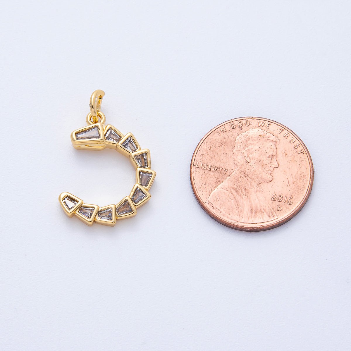18K Gold Filled 19mm Snake Geometric CZ C - Shaped Charm | Charms - 00051 - DLUXCA