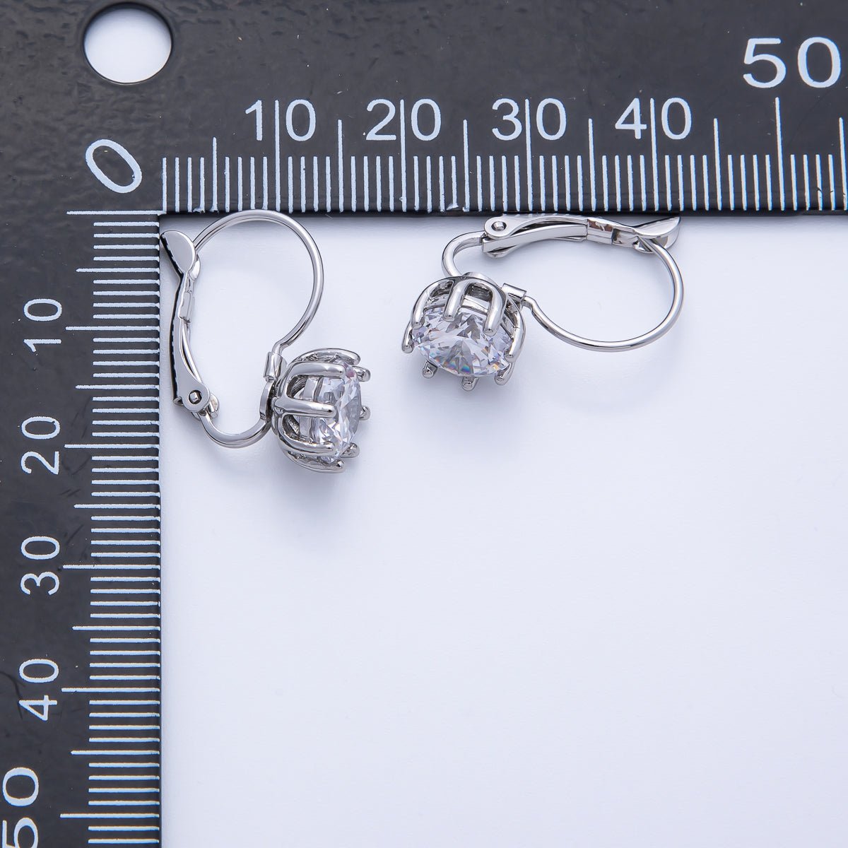 18K Gold Filled 20.3mm Clear CZ Round Lever Back Drop Earrings in Gold & Silver | AB1679 AB1680 - DLUXCA