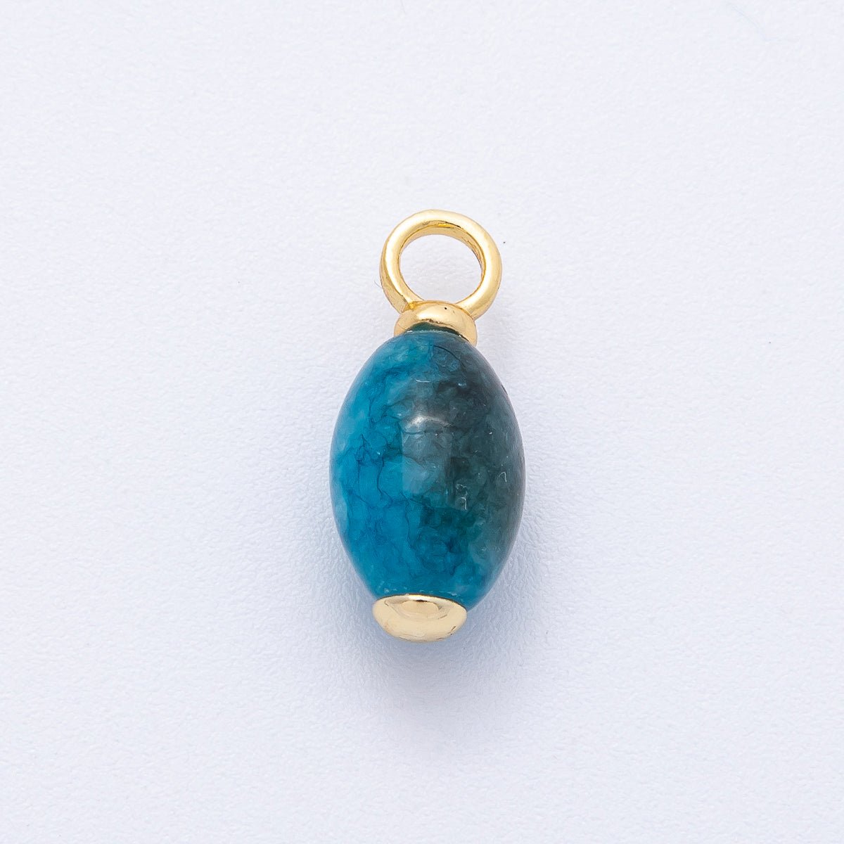 18K Gold Filled 20mm Blue Calcite Gemstone Drop Charm | AK143 - DLUXCA