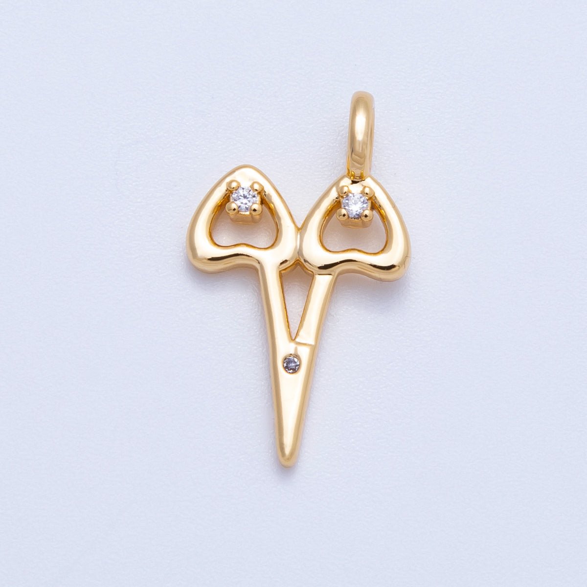 18K Gold Filled 20mm Clear CZ Hair Scissor Charm | Charms - 00423 - DLUXCA