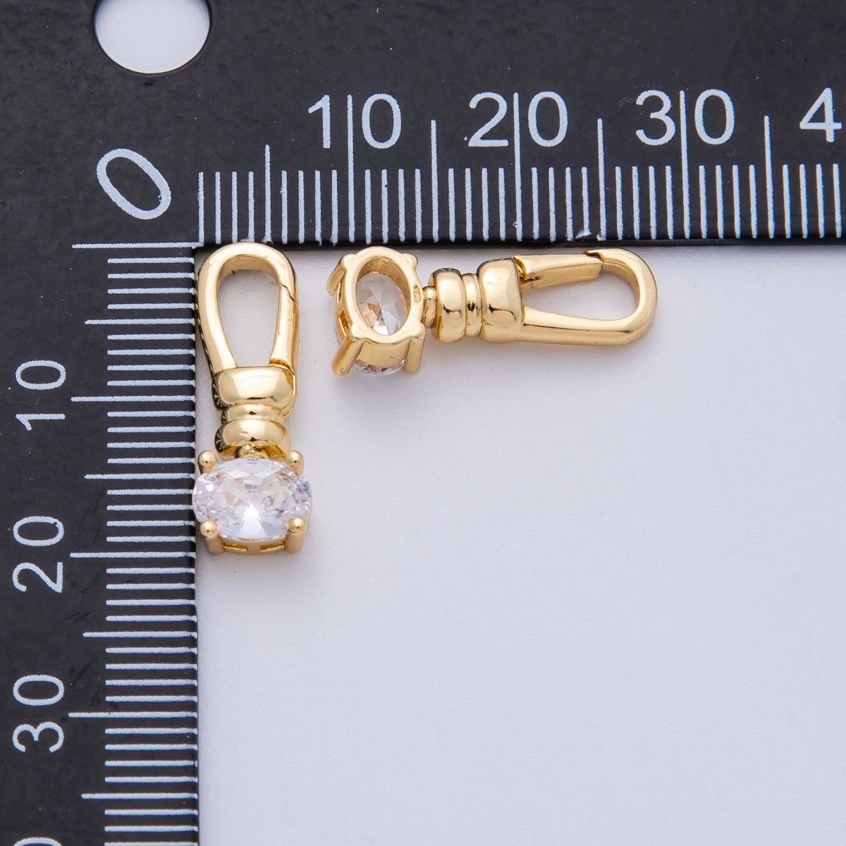 18K Gold Filled 20mm Clear CZ Push Gate Clasp Closure | Findings - 00052 - DLUXCA
