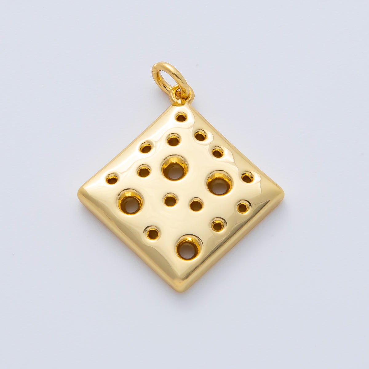 18K Gold Filled 20mm Dotted Slice of Cheese Rhombus Charm | AF1414 - DLUXCA