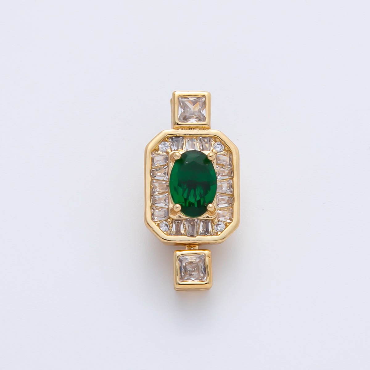 18K Gold Filled 20mm Green Oval CZ Cluster Box Clasps Closure Finding | Z1466 - DLUXCA