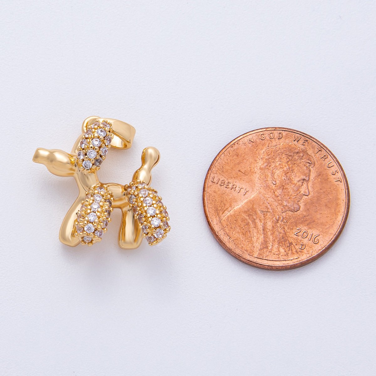 18K Gold Filled 20mm Micro Paved CZ Chubby Balloon Animal 3D Multidimensional Pendant | AF1211 - DLUXCA