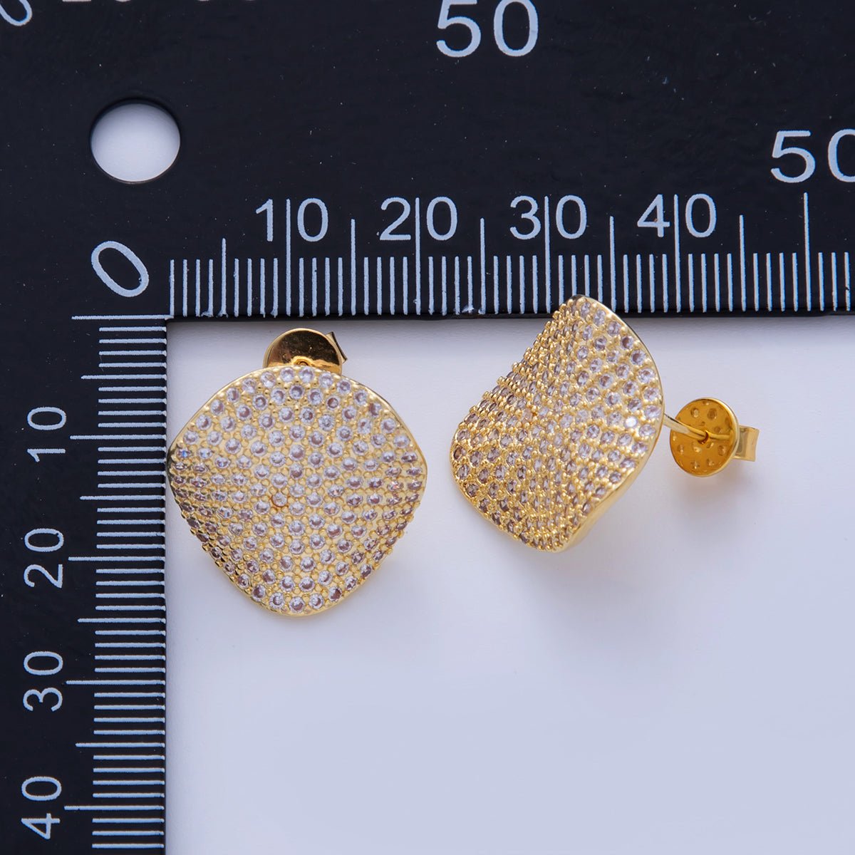18K Gold Filled 20mm Micro Paved CZ Teardrop Stud Earrings in Silver & Gold | AI312 AI313 - DLUXCA