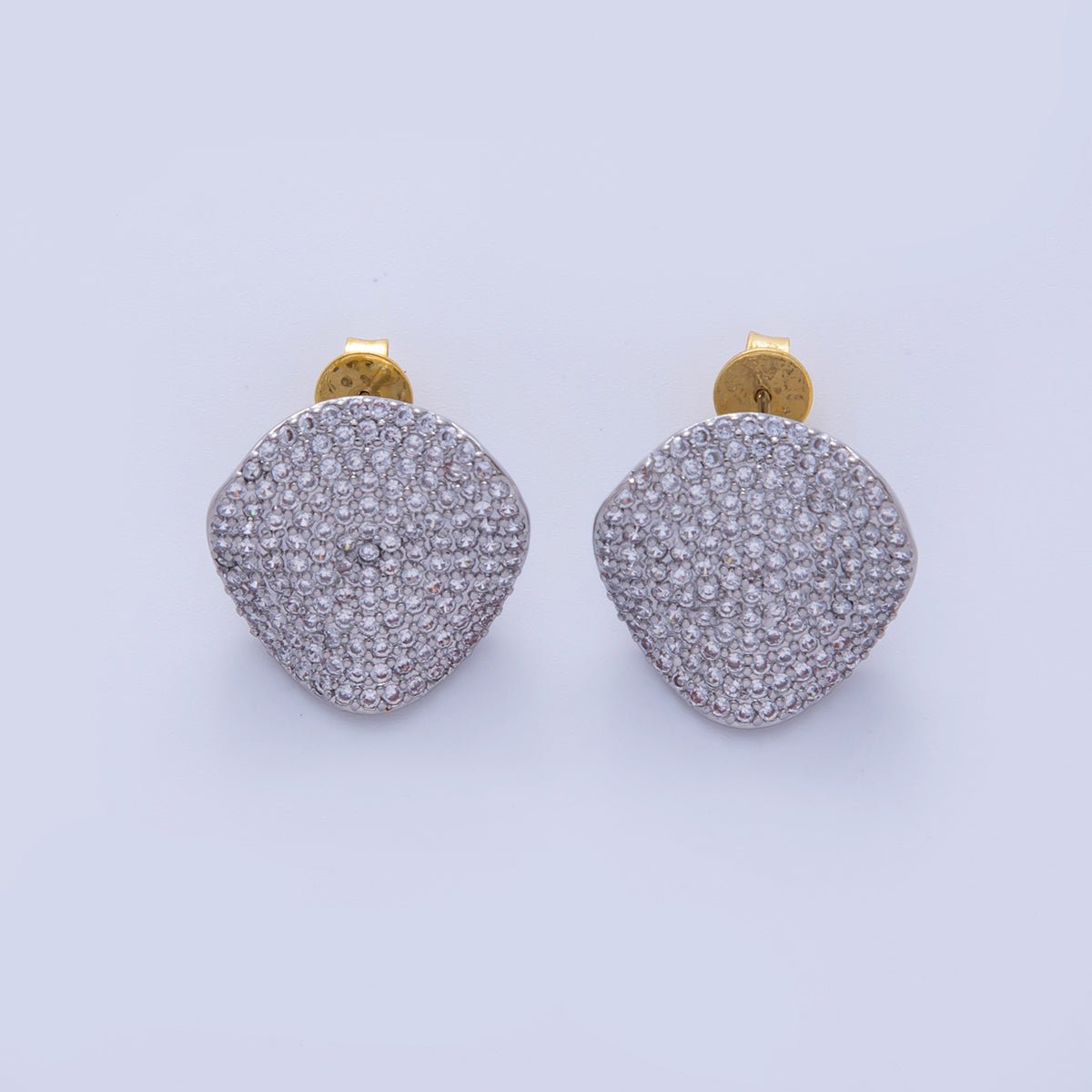 18K Gold Filled 20mm Micro Paved CZ Teardrop Stud Earrings in Silver & Gold | AI312 AI313 - DLUXCA