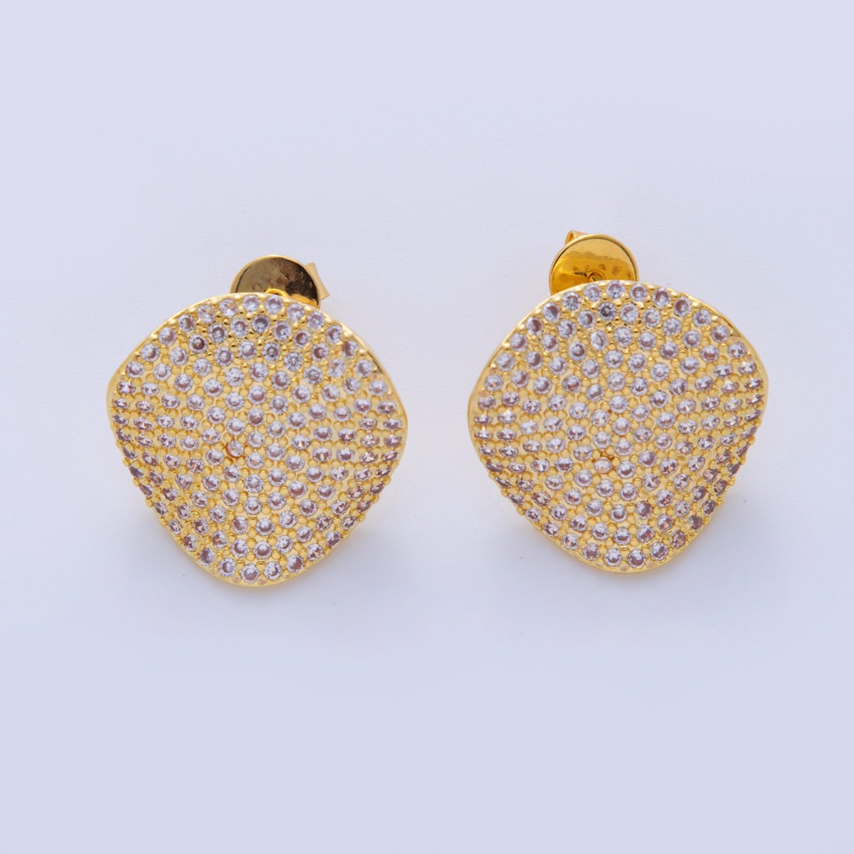 18K Gold Filled 20mm Micro Paved CZ Teardrop Stud Earrings in Silver & Gold | AI312 AI313 - DLUXCA