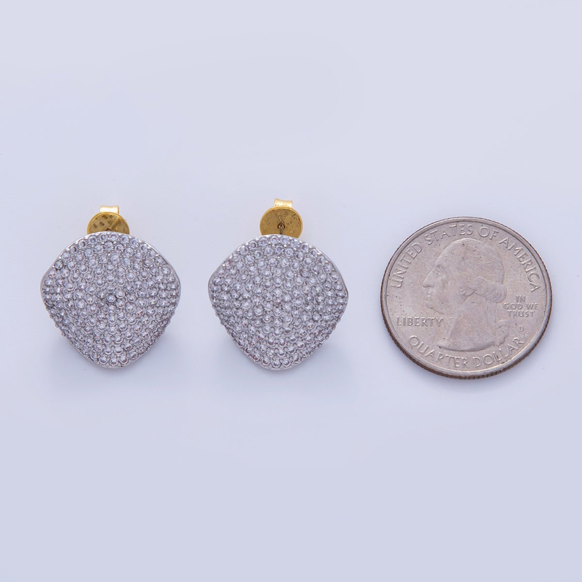18K Gold Filled 20mm Micro Paved CZ Teardrop Stud Earrings in Silver & Gold | AI312 AI313 - DLUXCA