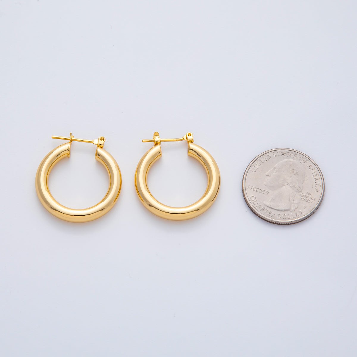 18K Gold Filled 20mm Minimalist Band Latch Hoop Earrings | AD1605 - DLUXCA