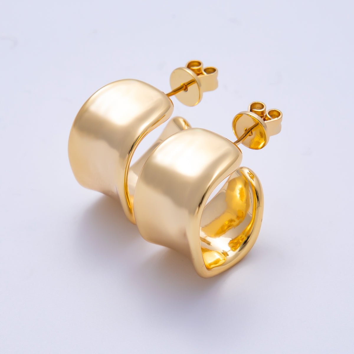 18K Gold Filled 20mm Molten C - Shaped Hoop Earrings | Earrings - 00302 - DLUXCA