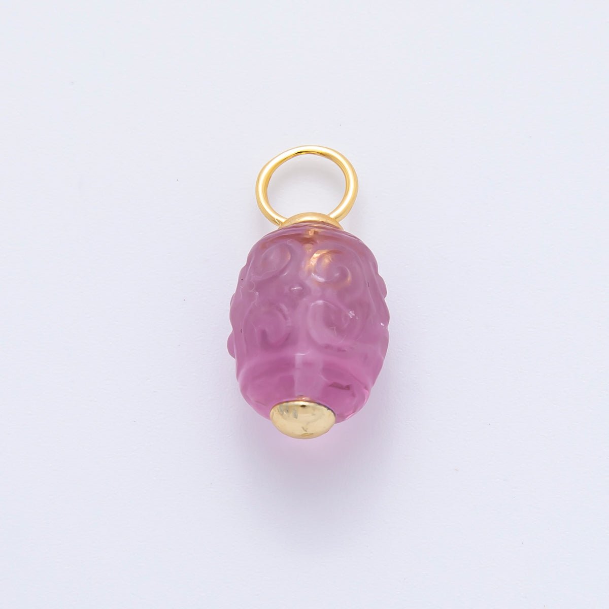 18K Gold Filled 20mm Natural Gemstone Fluorite Textured Barrel Tube Bail Charm | E042 E068 - DLUXCA
