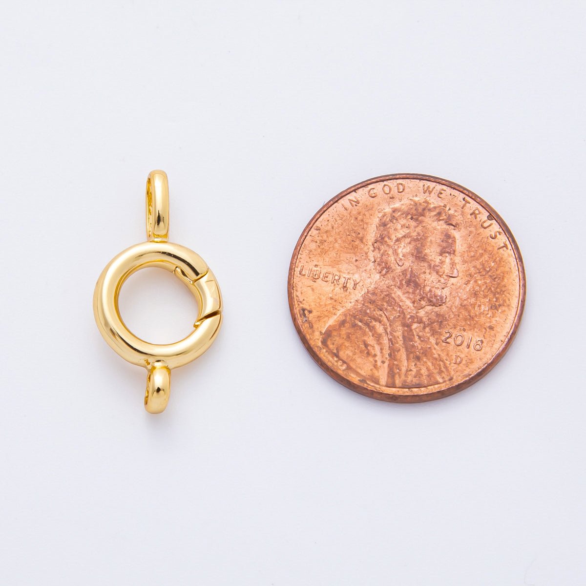18K Gold Filled 20mm Round Push Gate Clasp Charm Enhancer Finding | Z1386 - DLUXCA