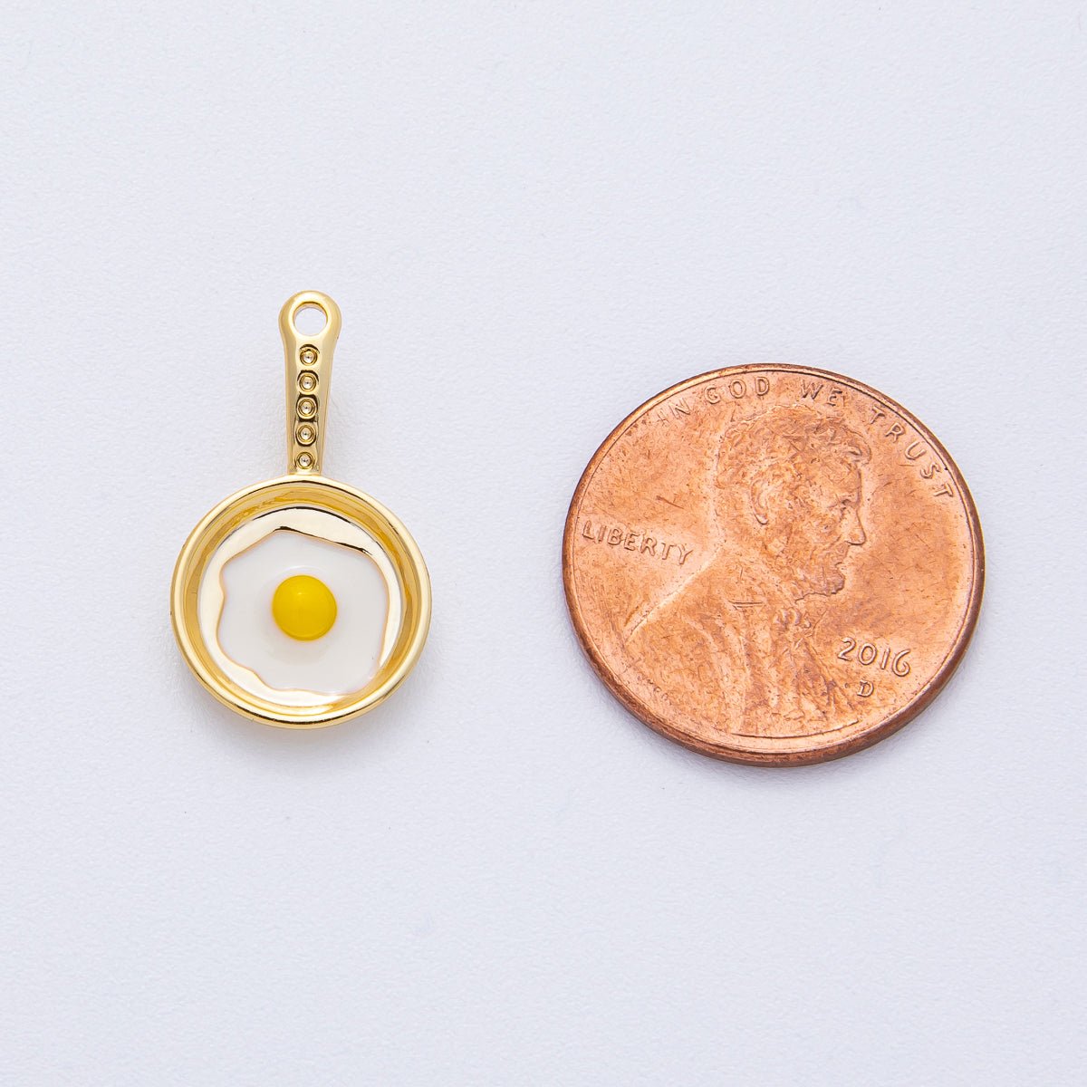 18K Gold Filled 20mm Sunny Side Egg Frying Pan Culinary Food Pendant | AF1218 - DLUXCA