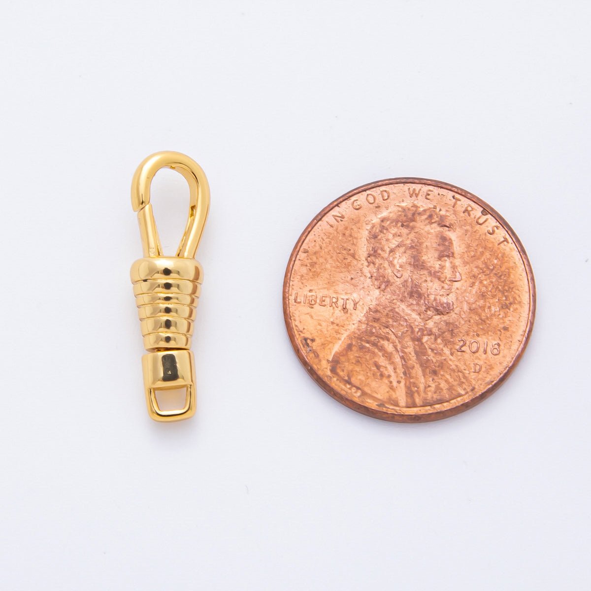 18K Gold Filled 20mm Tiny Ribbed Grip Push Gate Clasp with Swivel Charm Finding | Z1380 - DLUXCA