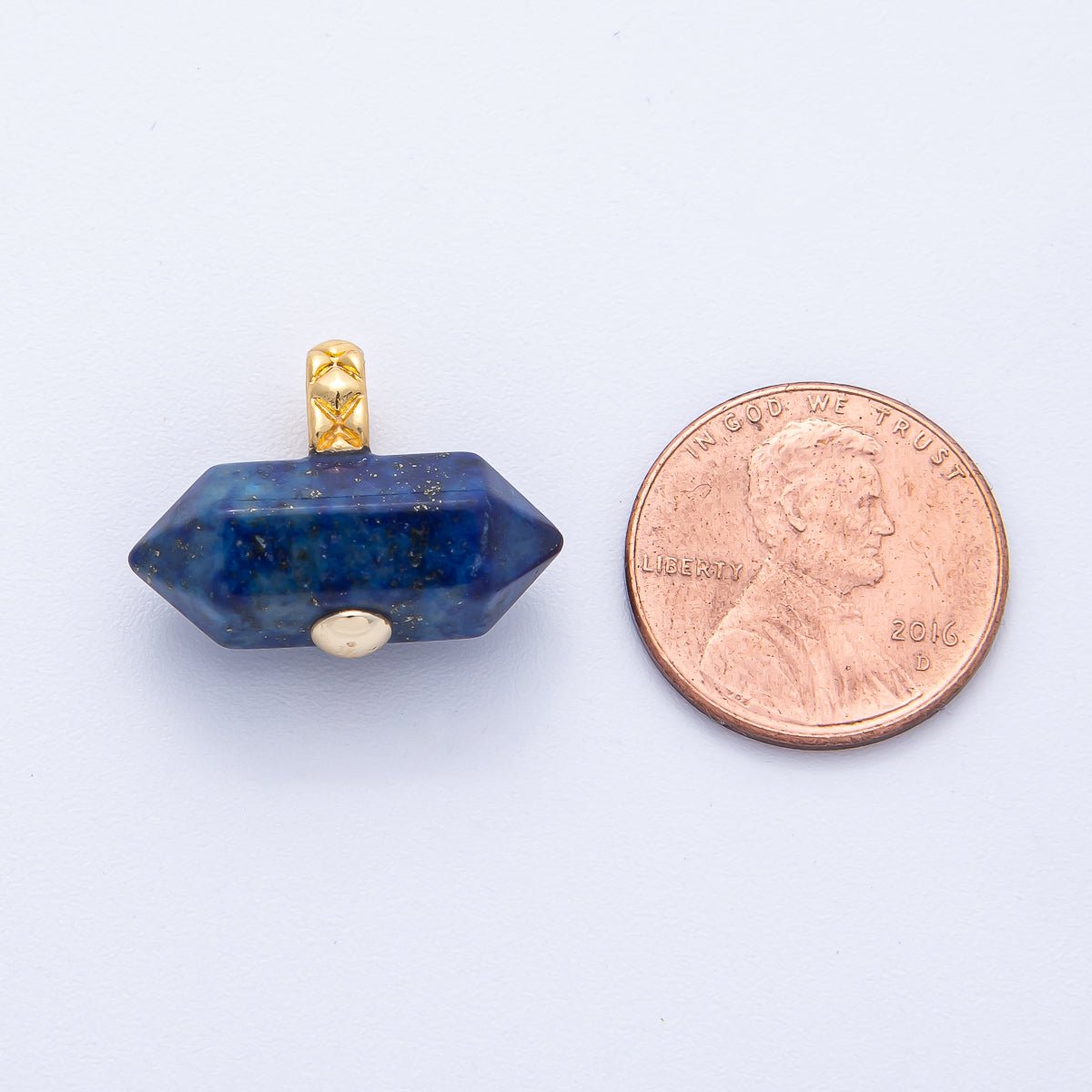 18K Gold Filled 21.3mm Natural Gemstone Point Croissant Pendant | AK129 - AK132 - DLUXCA