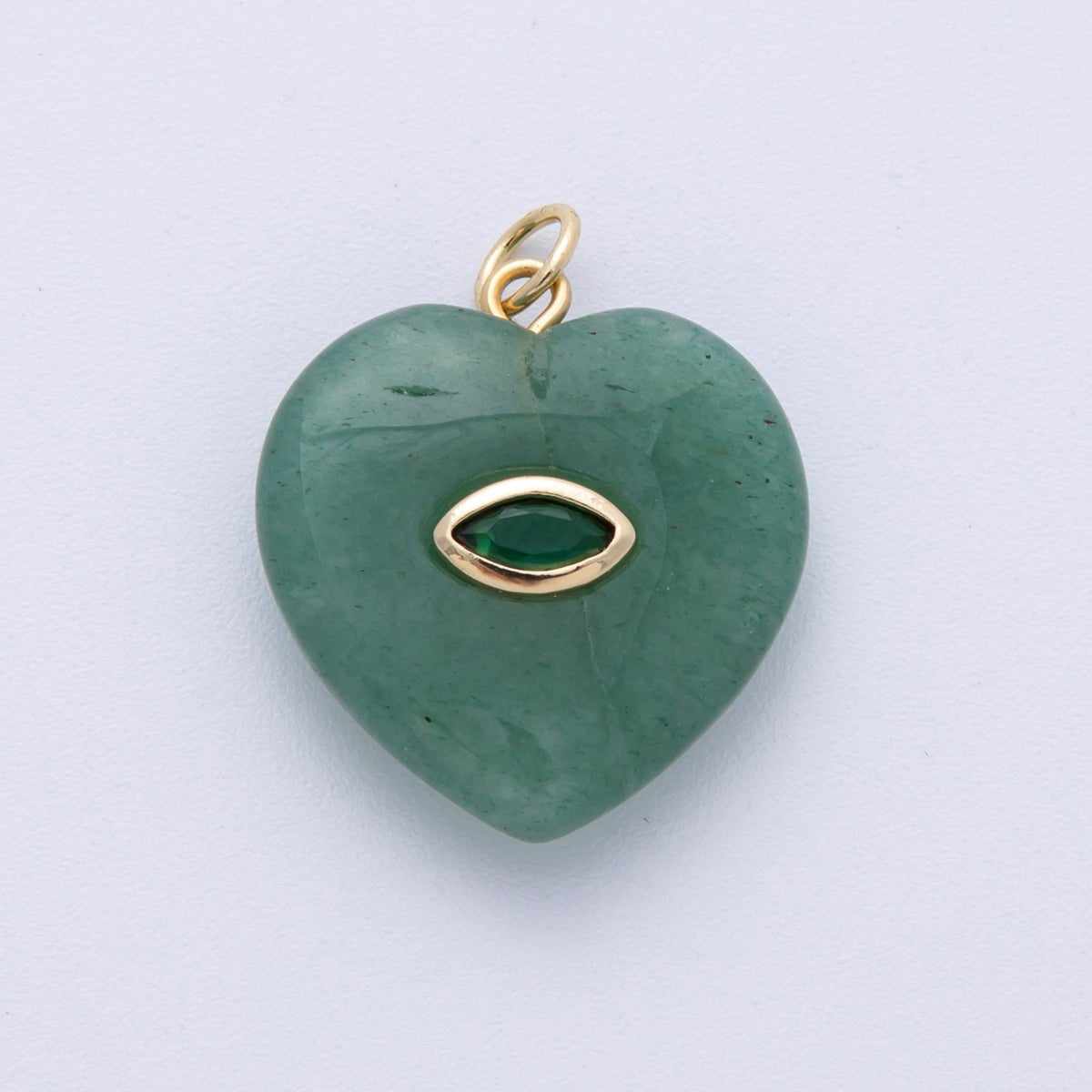 18K Gold Filled 21.5mm Marquise Embedded Rose Quartz, Amethyst, Onyx, Amazonite, Lapis Lazuli, Tiger Eye Heart Charm | AK218 - AK220 - DLUXCA
