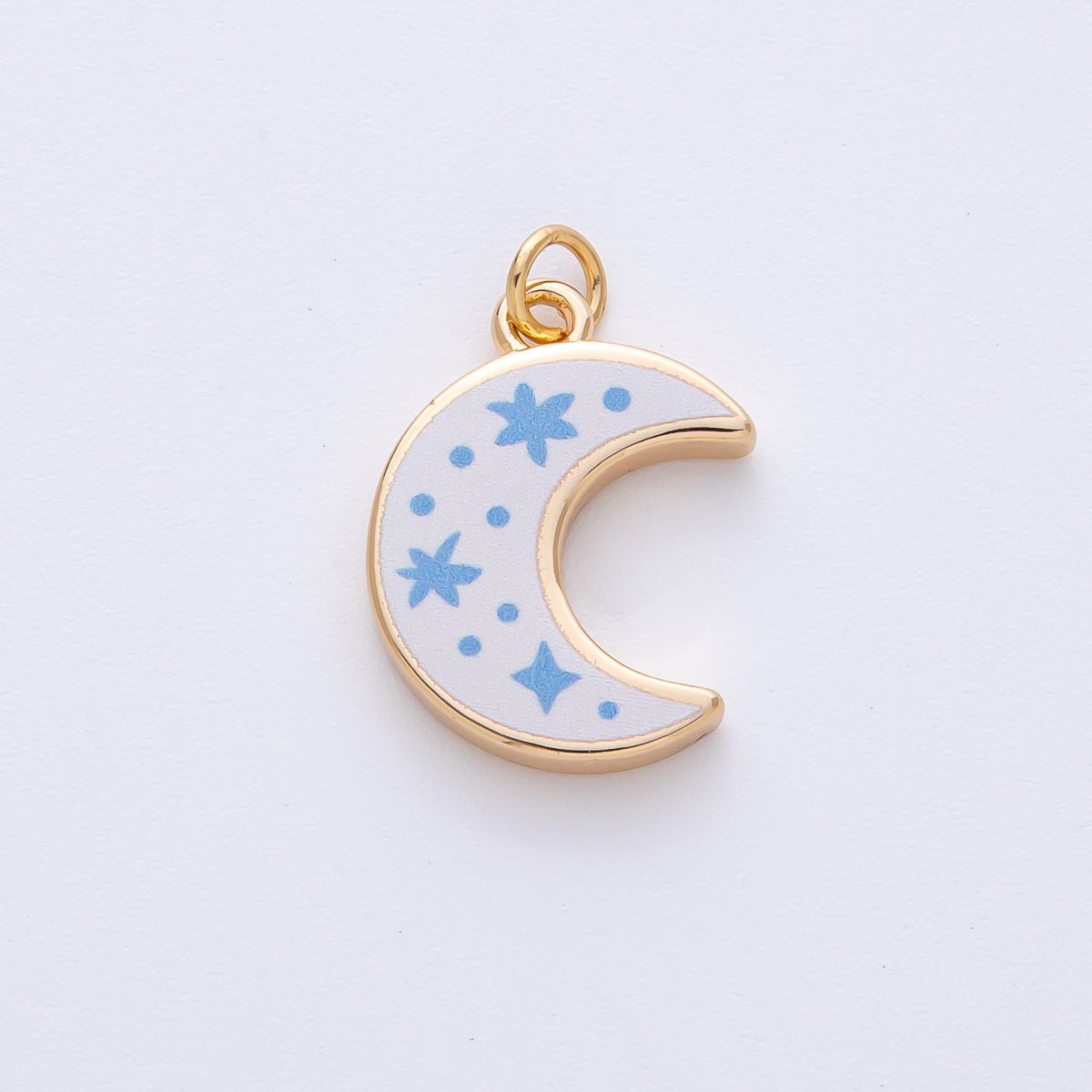 18K Gold Filled 21mm Blue Enamel Crescent Moon Celestial Charm | AF1612 - DLUXCA