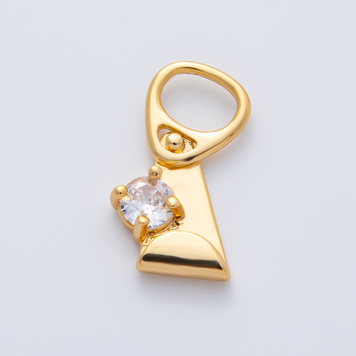 18K Gold Filled 21mm Clear CZ Abstract Geometric Soda Tab Pendant | Charms - 00336 Charms - 00337 - DLUXCA