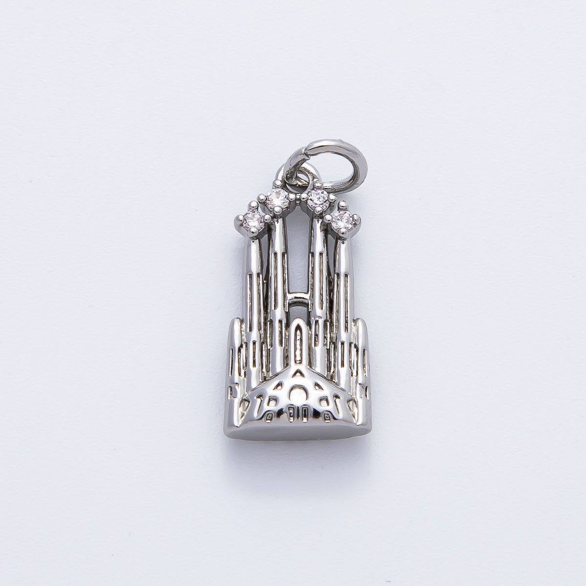 18K Gold Filled 21mm CZ Royal Castle Multidimensional 3D Charm in Gold & Silver | AF1353 - DLUXCA
