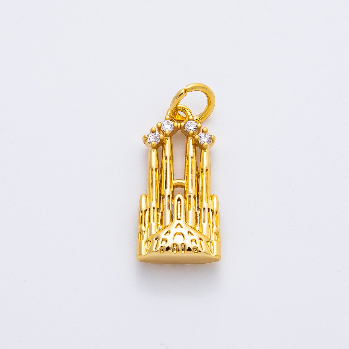 18K Gold Filled 21mm CZ Royal Castle Multidimensional 3D Charm in Gold & Silver | AF1353 - DLUXCA