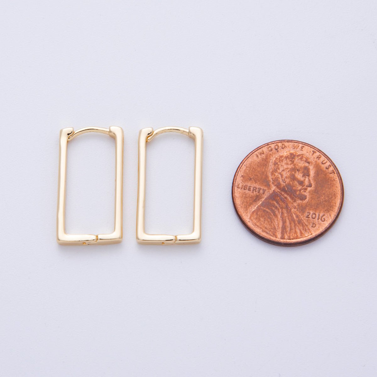 18K Gold Filled 21mm Minimalist Rectangular Hoop Earrings | AB1687 - DLUXCA