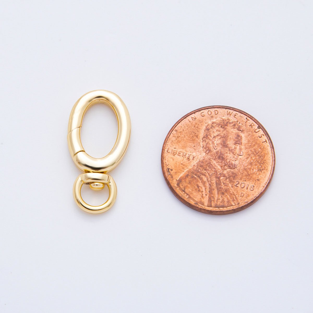 18K Gold Filled 21mm Oval Egg - Shaped Push Gate Clasp with Swivel Charm Finding | Z1392 - DLUXCA