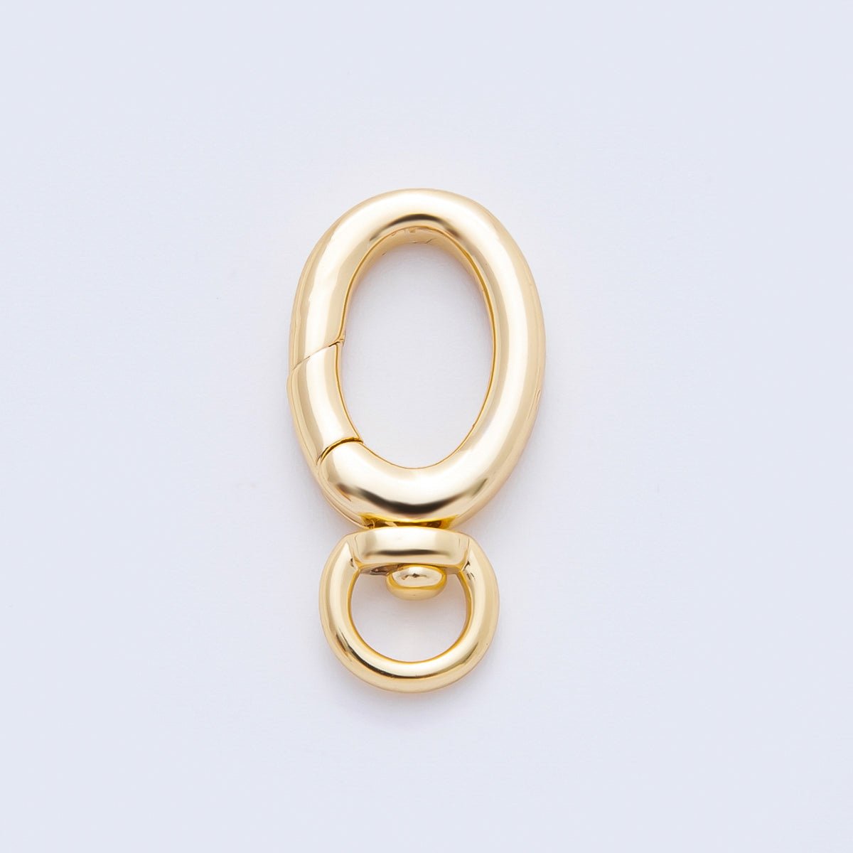 18K Gold Filled 21mm Oval Egg - Shaped Push Gate Clasp with Swivel Charm Finding | Z1392 - DLUXCA