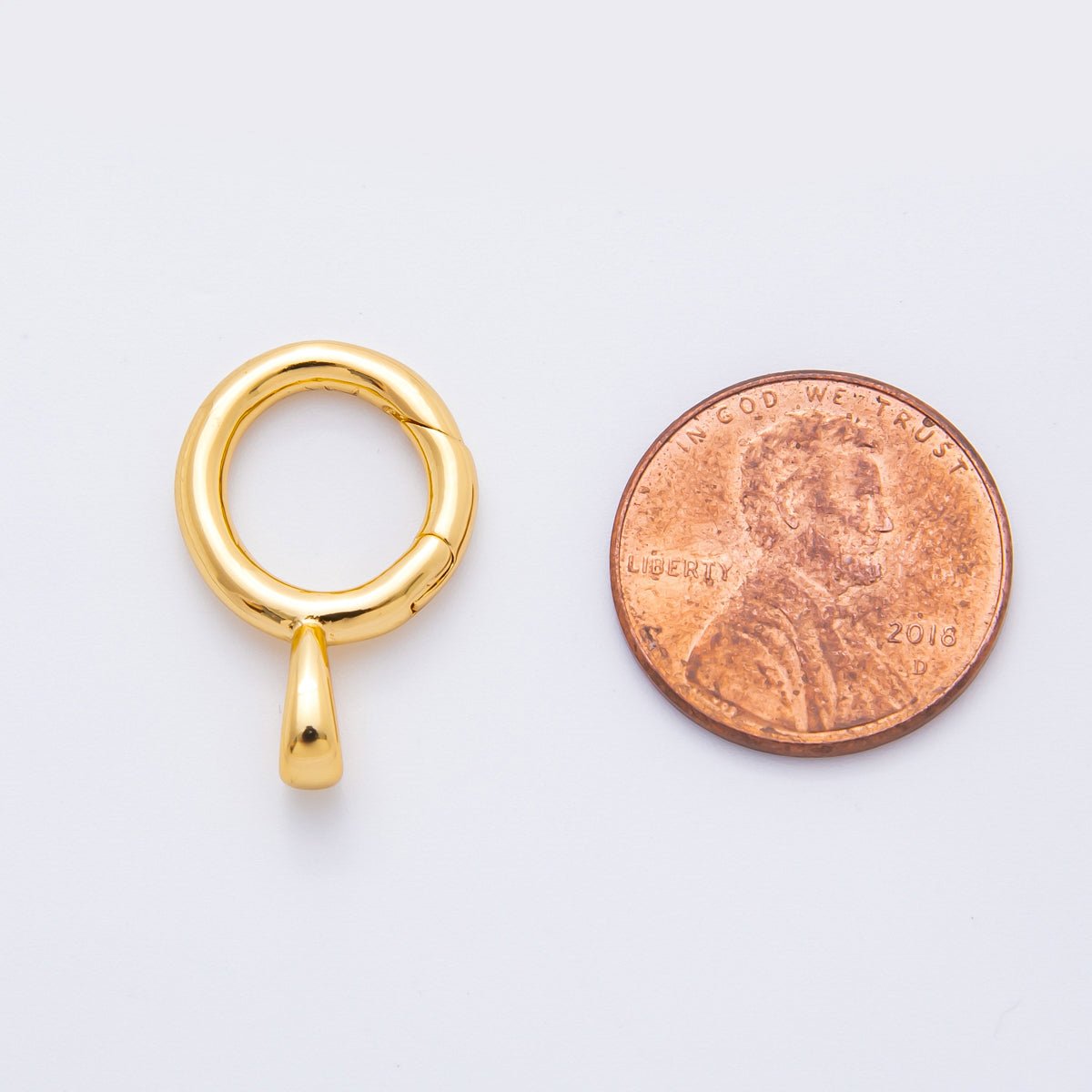 18K Gold Filled 22.5mm Round Push Gate Clasp with Big Hole Charm Finding | Z1388 - DLUXCA