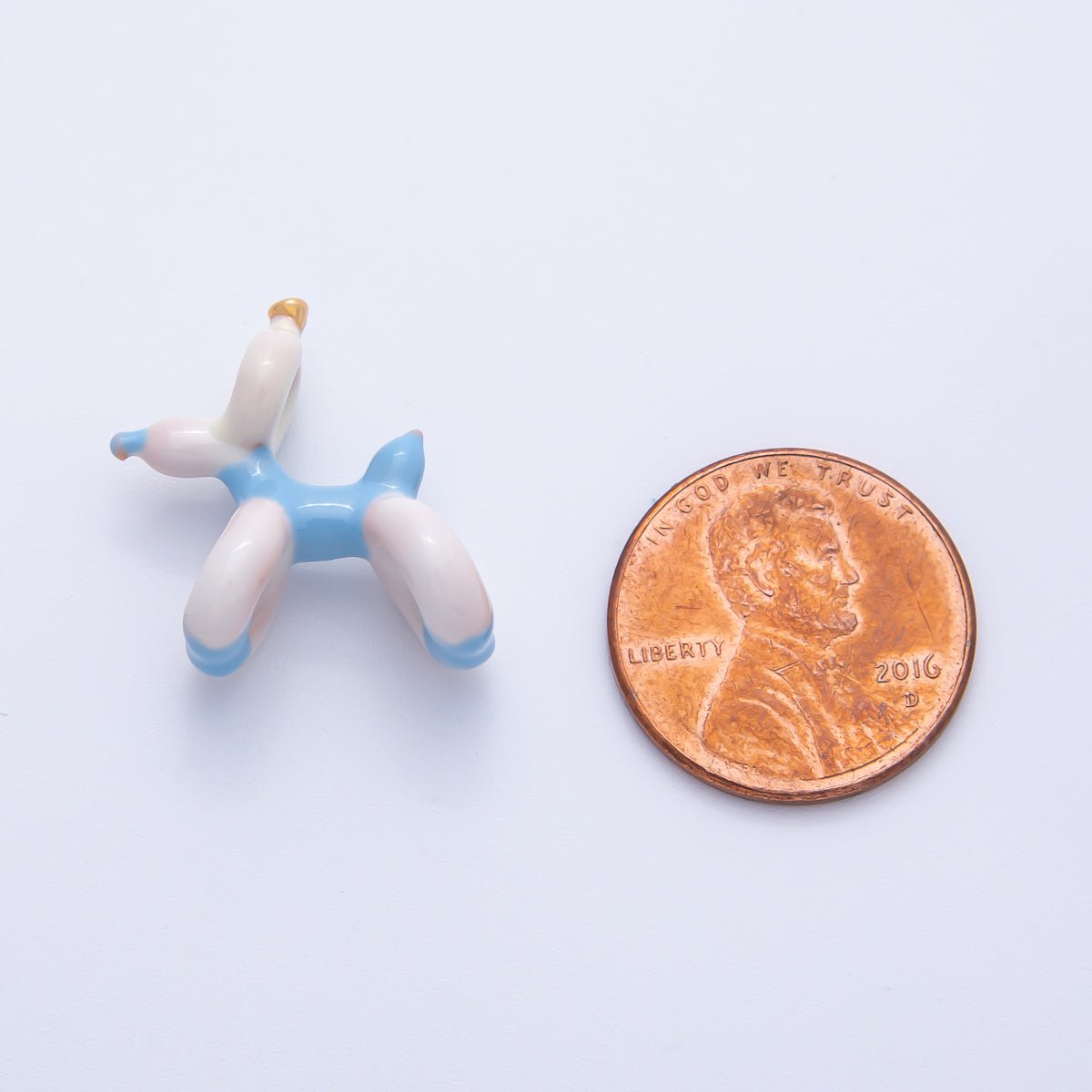 18K Gold Filled 22mm Blue, Brown Cute Puppy Animal Ceramic Charm | B751 - DLUXCA