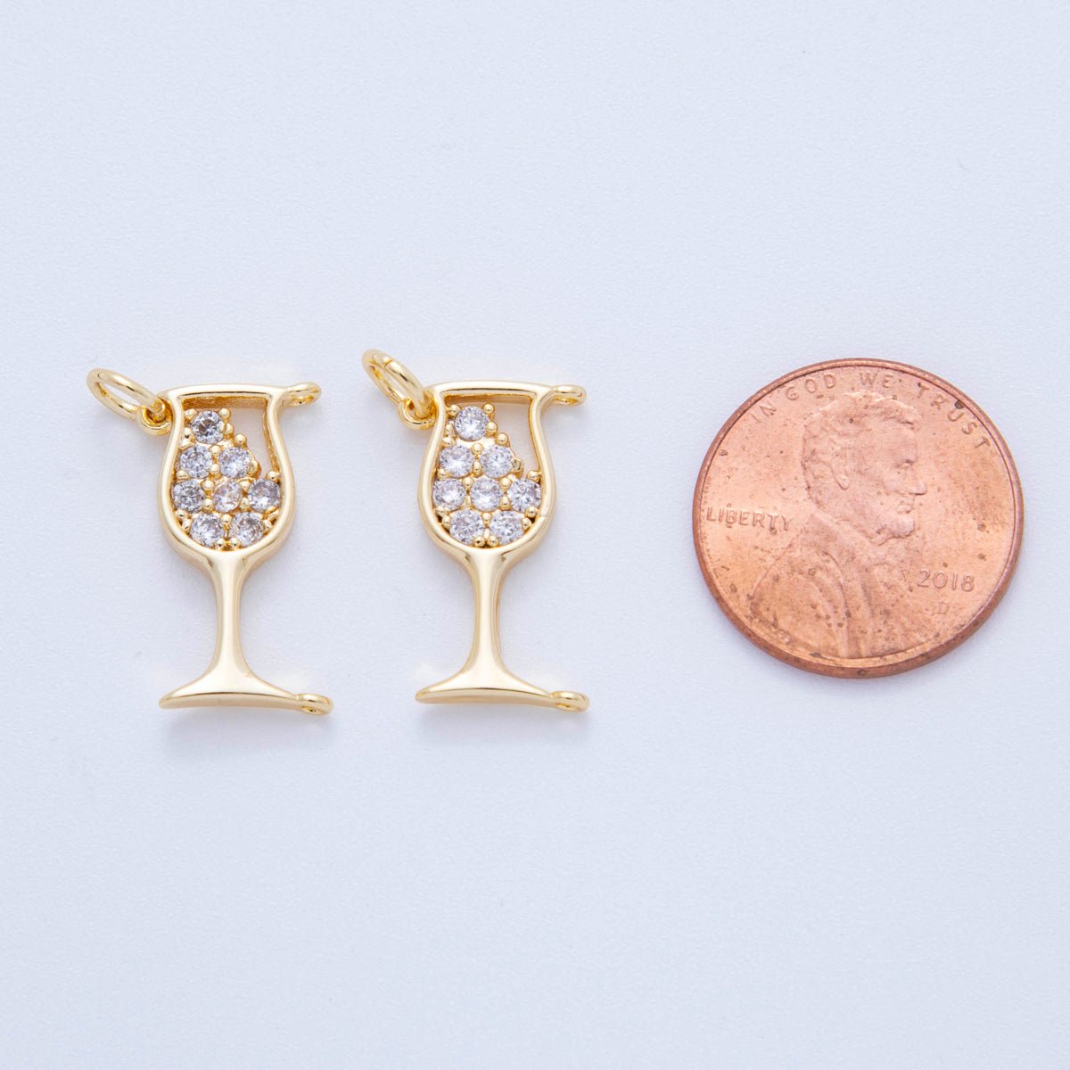 18K Gold Filled 22mm Micro Paved CZ Wine Glass of Glam Charm | AF807 - DLUXCA