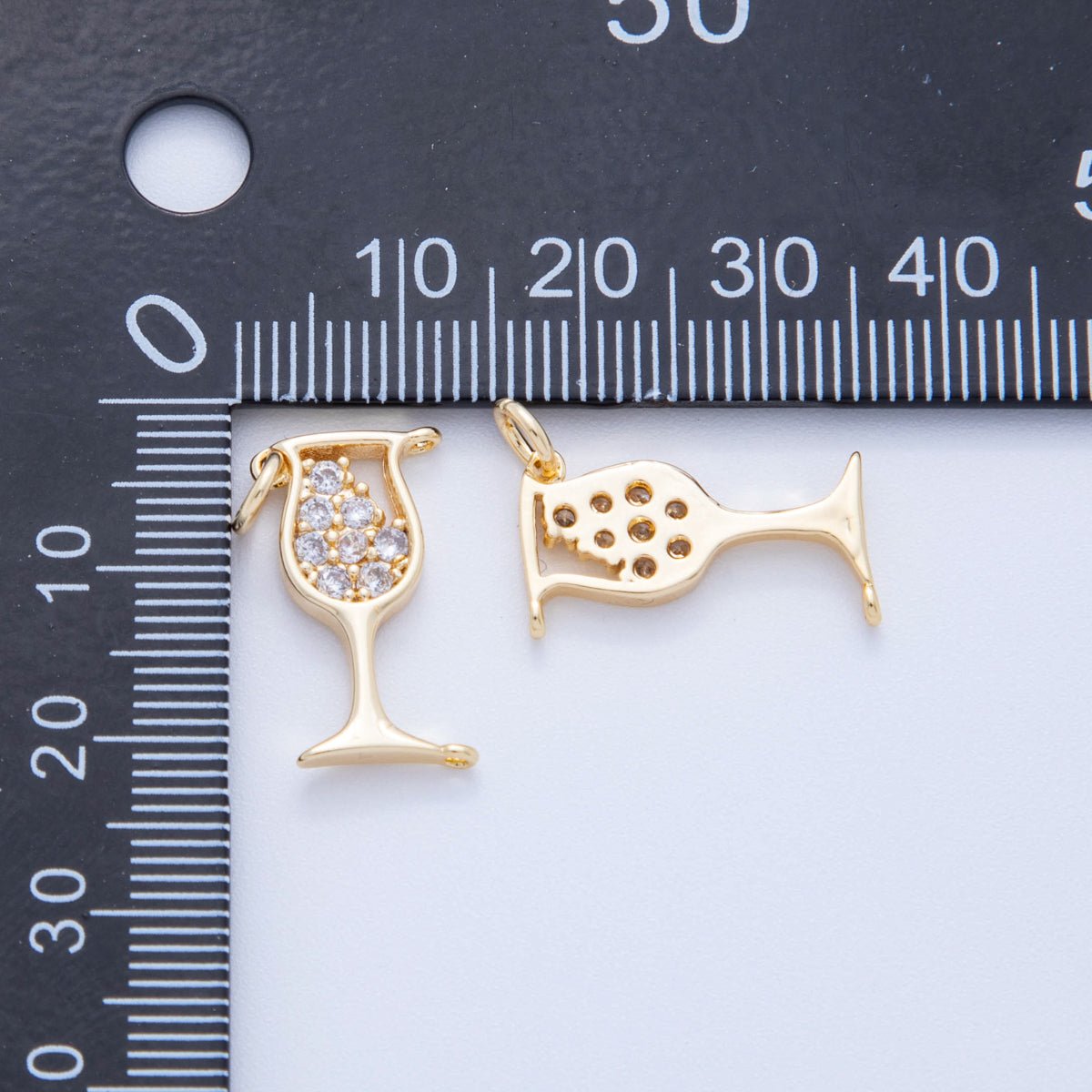 18K Gold Filled 22mm Micro Paved CZ Wine Glass of Glam Charm | AF807 - DLUXCA