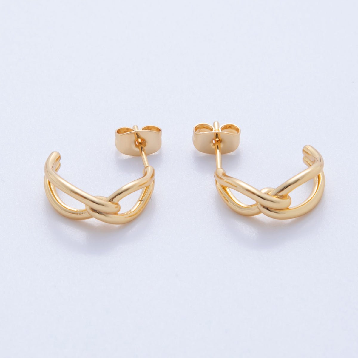 18K Gold Filled 22mm Minimalist Knot C - Shaped Hoop Earrings | Q012 - DLUXCA