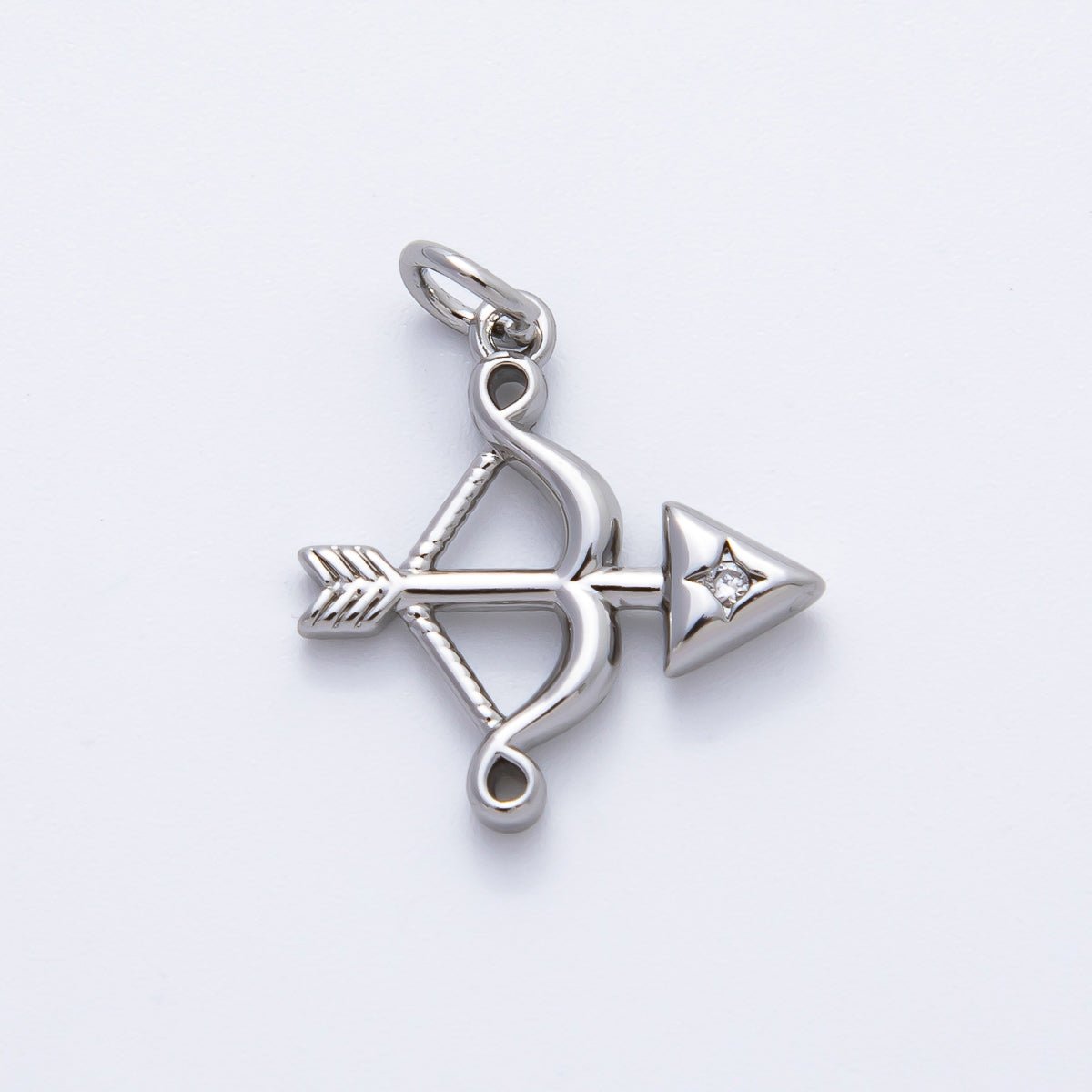 18K Gold Filled 22mm Round CZ Archery Bow Arrow Charm in Gold & Silver | AF1360 - DLUXCA