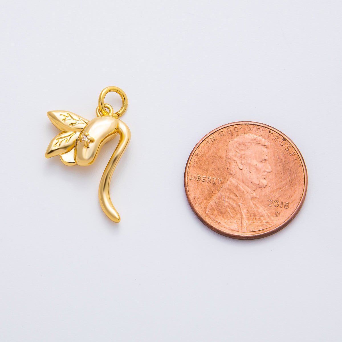 18K Gold Filled 22mm Round CZ Birth Flower 3D Multidimensional Charm in Gold & Silver | AF1354 - DLUXCA