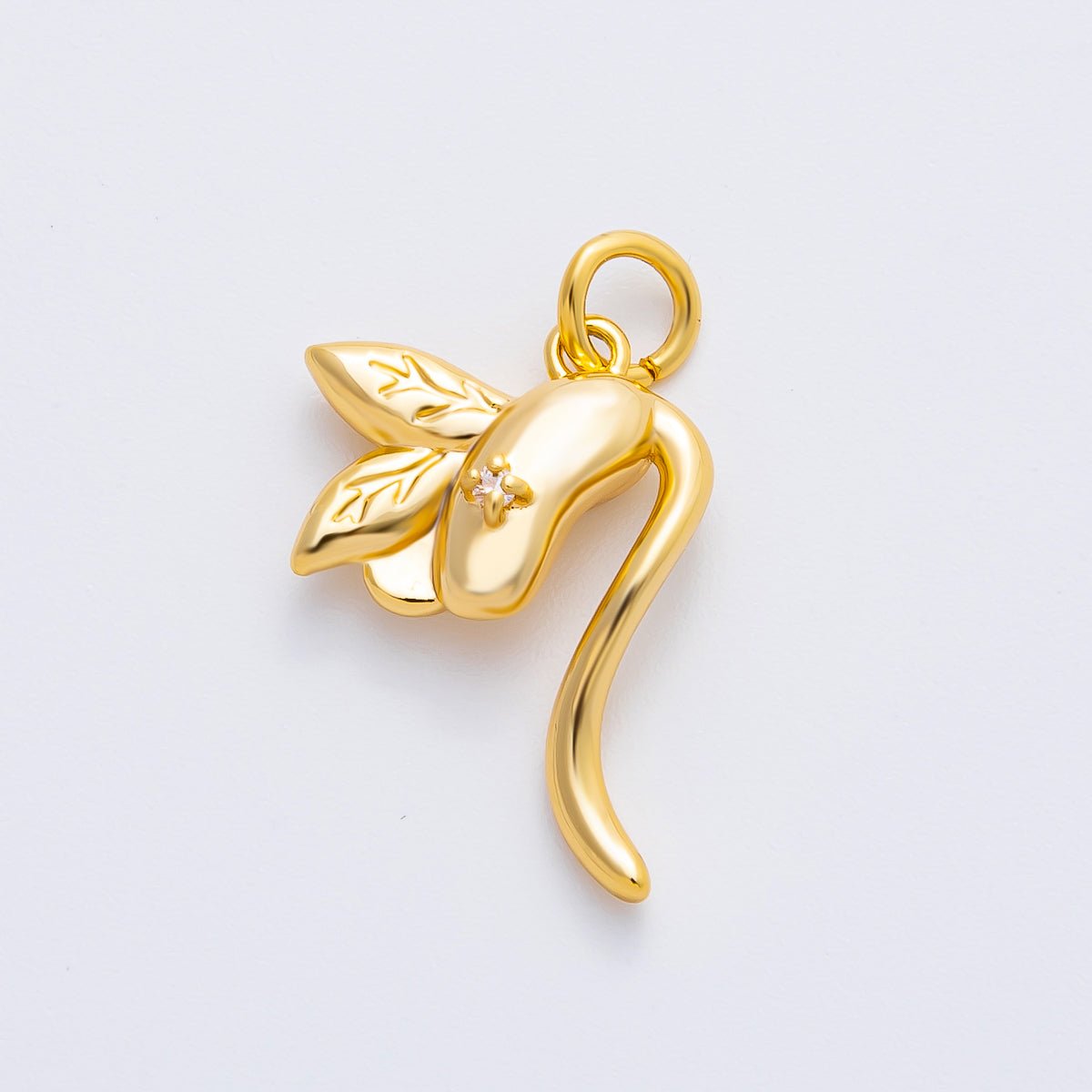 18K Gold Filled 22mm Round CZ Birth Flower 3D Multidimensional Charm in Gold & Silver | AF1354 - DLUXCA