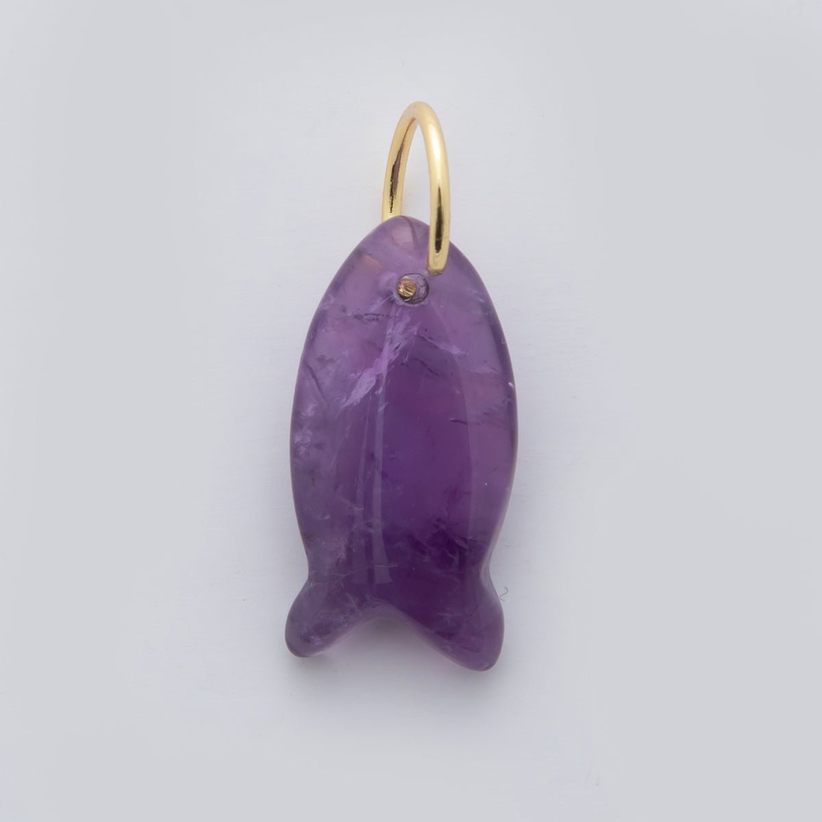 18K Gold Filled 23.7mm Natural Gemstone Fish Charm | C317 - C435 - DLUXCA