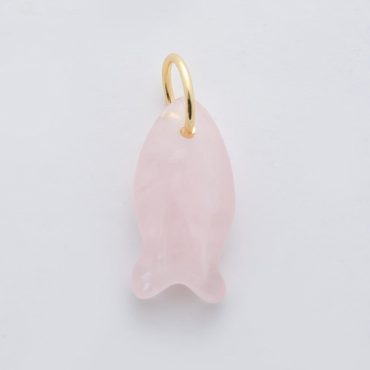 18K Gold Filled 23.7mm Natural Gemstone Fish Charm | C317 - C435 - DLUXCA