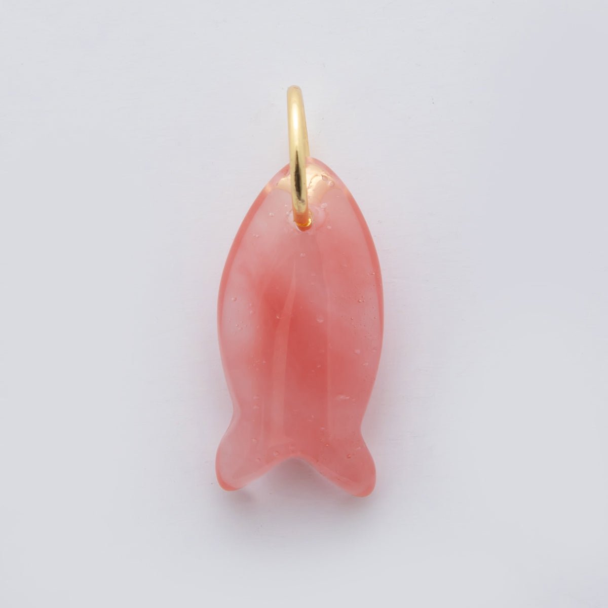 18K Gold Filled 23.7mm Natural Gemstone Fish Charm | C317 - C435 - DLUXCA