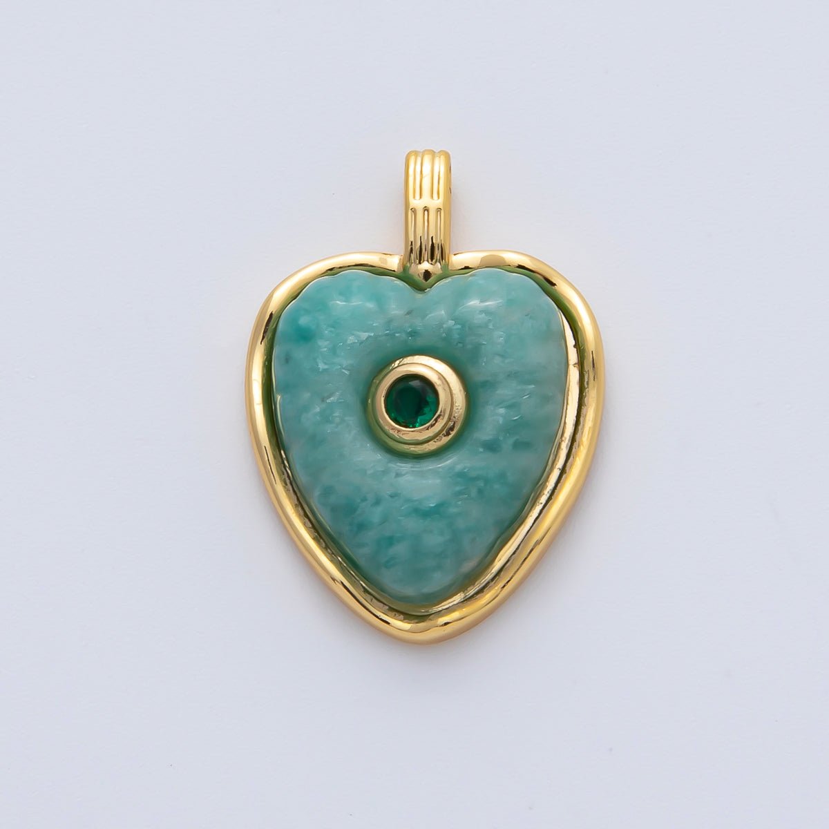 18K Gold Filled 23mm Amazon, Amethyst, Lapis Gemstone Sunburst Heart Pendant | AF1161 ~ AF1163 - DLUXCA