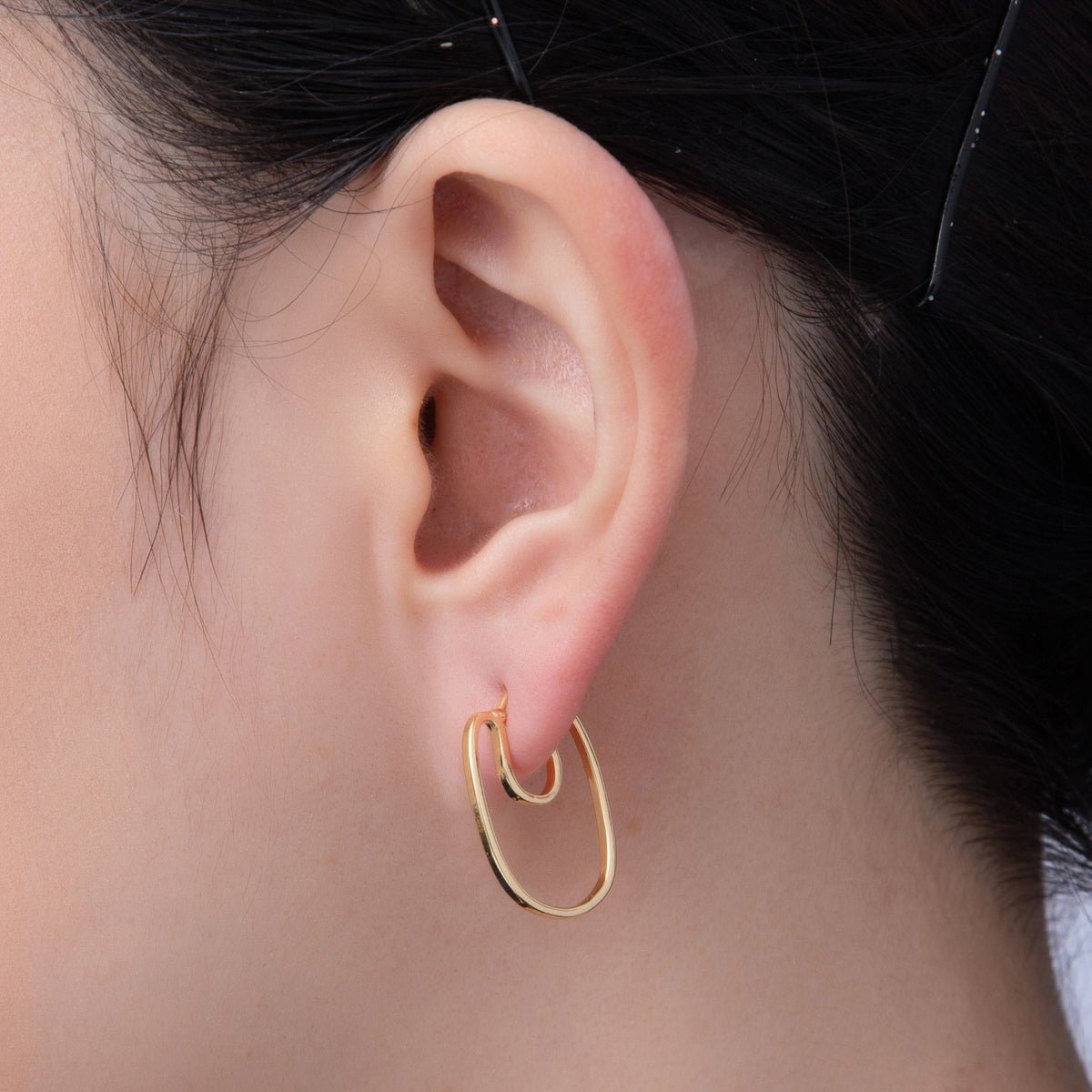 18K Gold Filled 23mm Geometric Minimalist Open Drop Stud Earrings | AD1663 - DLUXCA