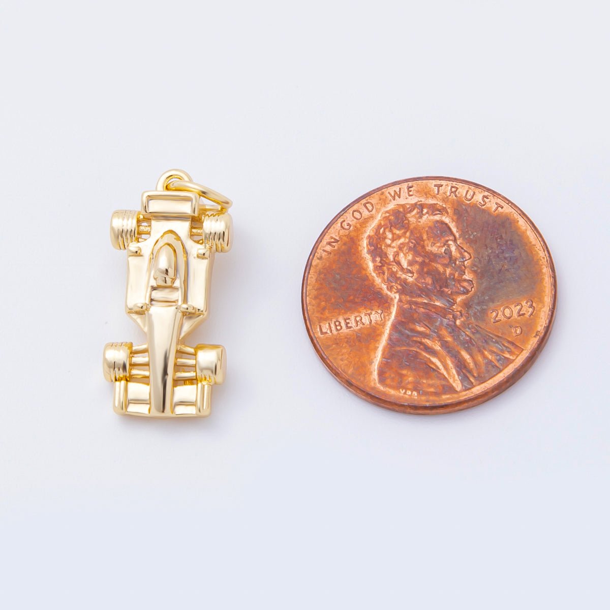 18K Gold Filled 23mm Mini Race Sports Car Minimalist Multidimensional Charm | C - 623 - DLUXCA