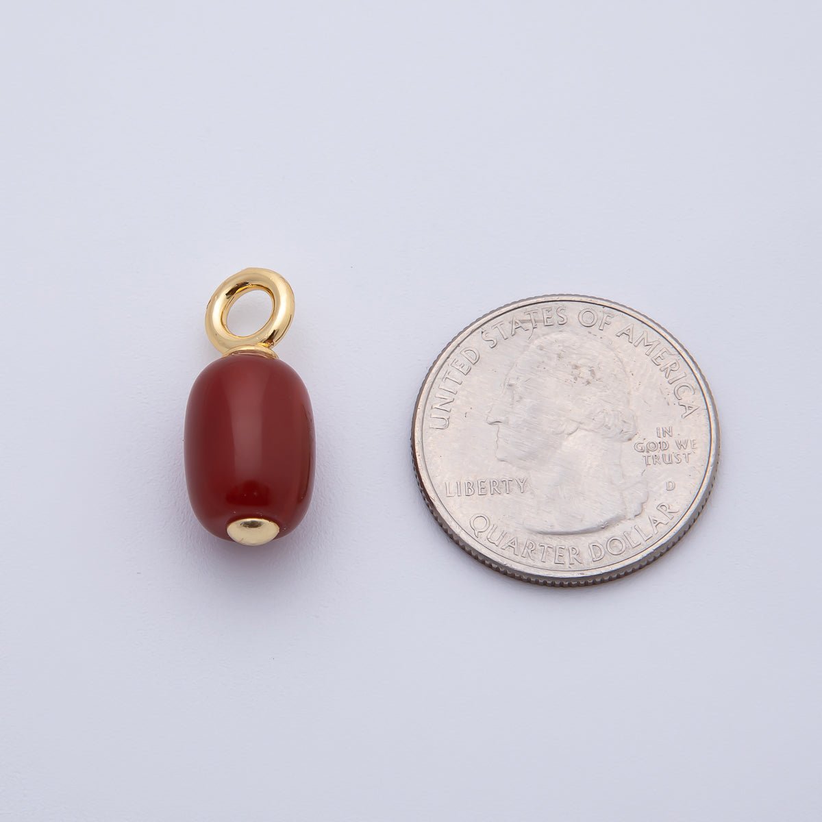 18K Gold Filled 23mm Oval Egg - Shaped Carnelian Gemstone Drop Charm | AF1394 - DLUXCA