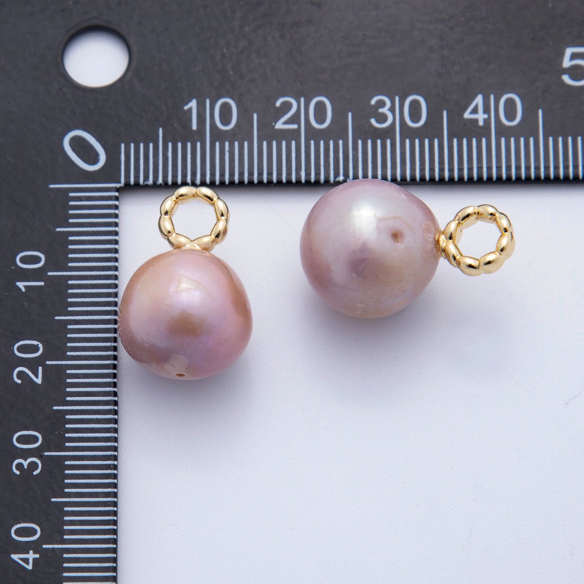 18K Gold Filled 23mm Purple Freshwater Full Circle Moon Pearl Charm | AF627 - DLUXCA