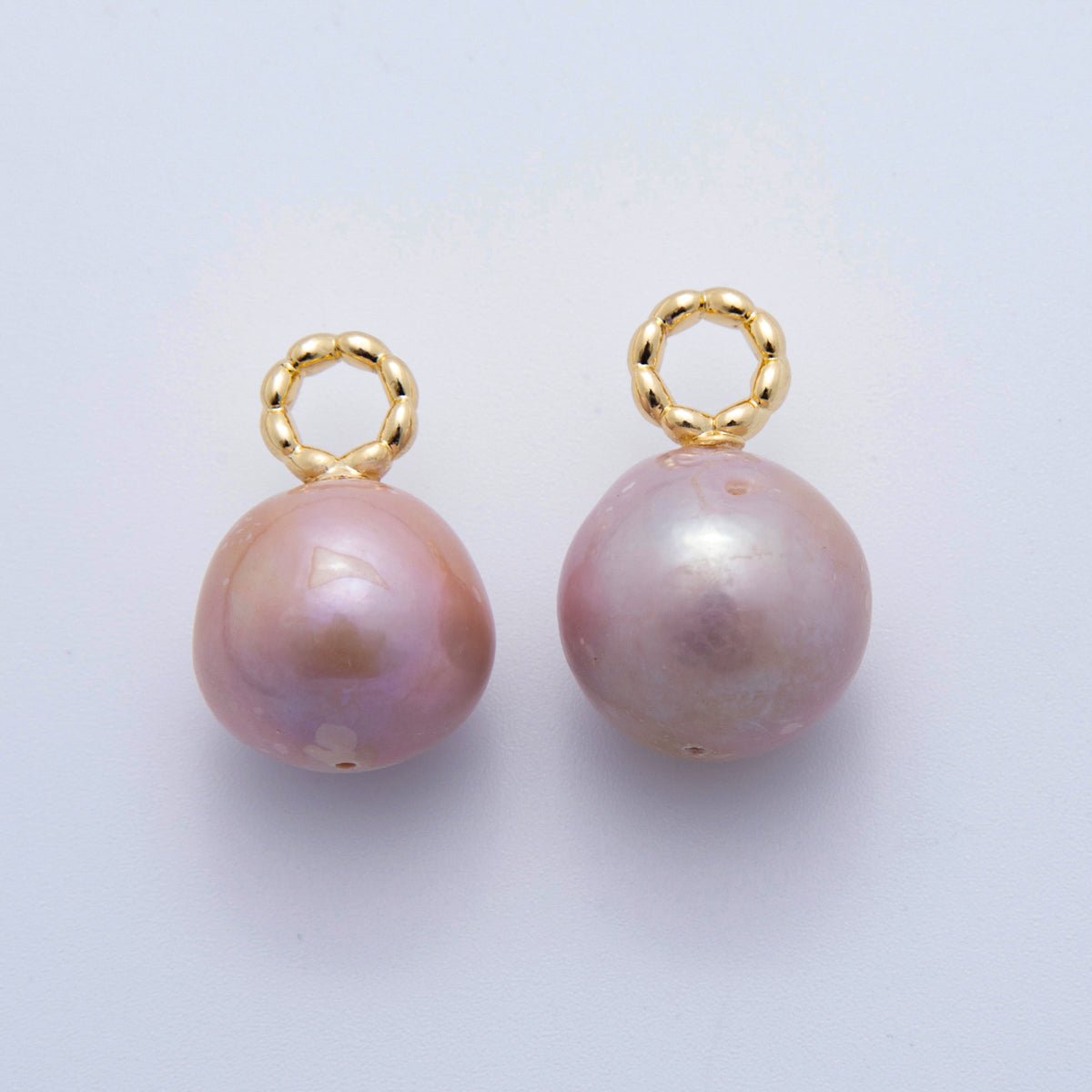 18K Gold Filled 23mm Purple Freshwater Full Circle Moon Pearl Charm | AF627 - DLUXCA