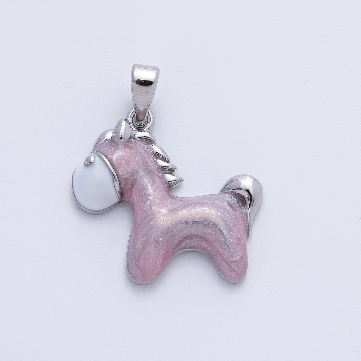 18K Gold Filled 23mm Purple, Pink Handpainted Enamel Dainty Donkey Horse Animals Pendant | AF1151 AF1152 - DLUXCA