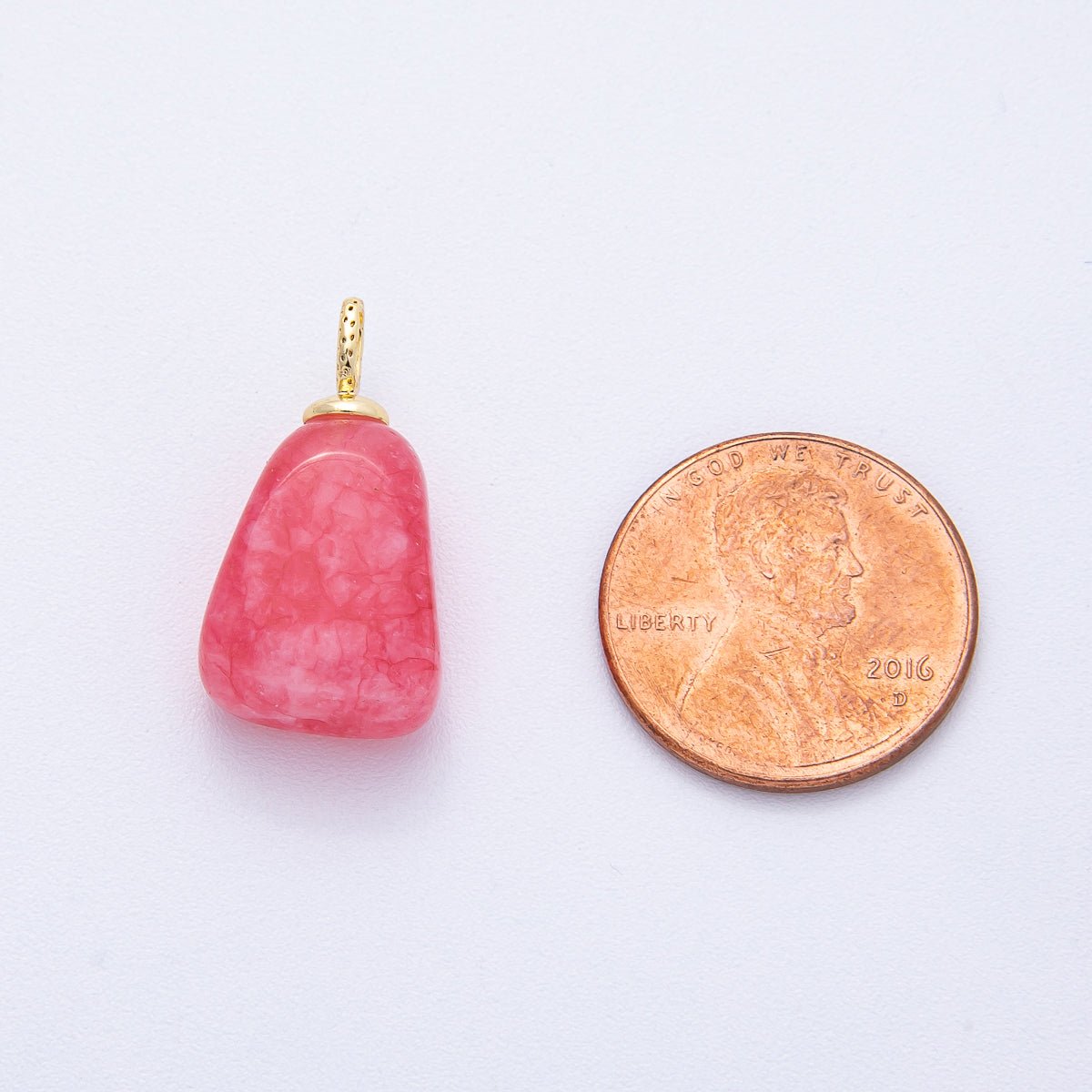 18K Gold Filled 23mm Red, Yellow, Pink Quartz Geometric Gemstone Charm | AK125 AK126 - DLUXCA