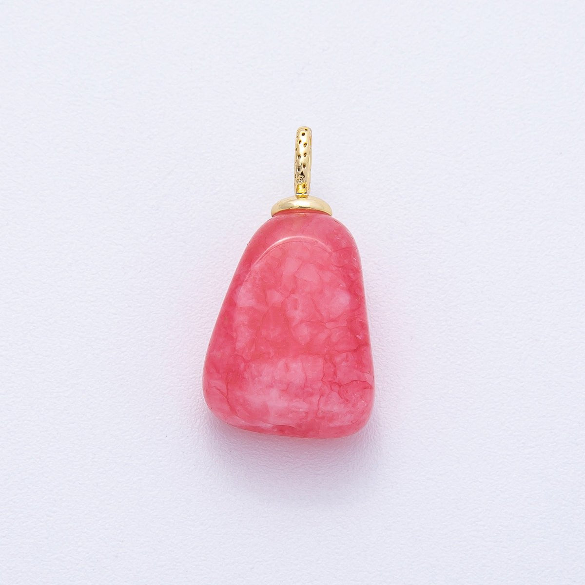18K Gold Filled 23mm Red, Yellow, Pink Quartz Geometric Gemstone Charm | AK125 AK126 - DLUXCA