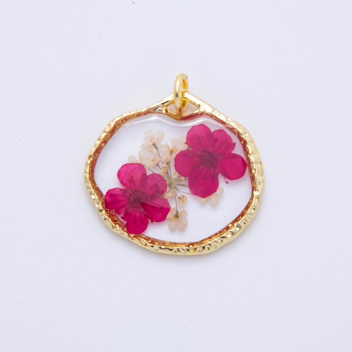 18K Gold Filled 23mm Resin Flower Halo Medallion Charm | AH866 - AH870 - DLUXCA