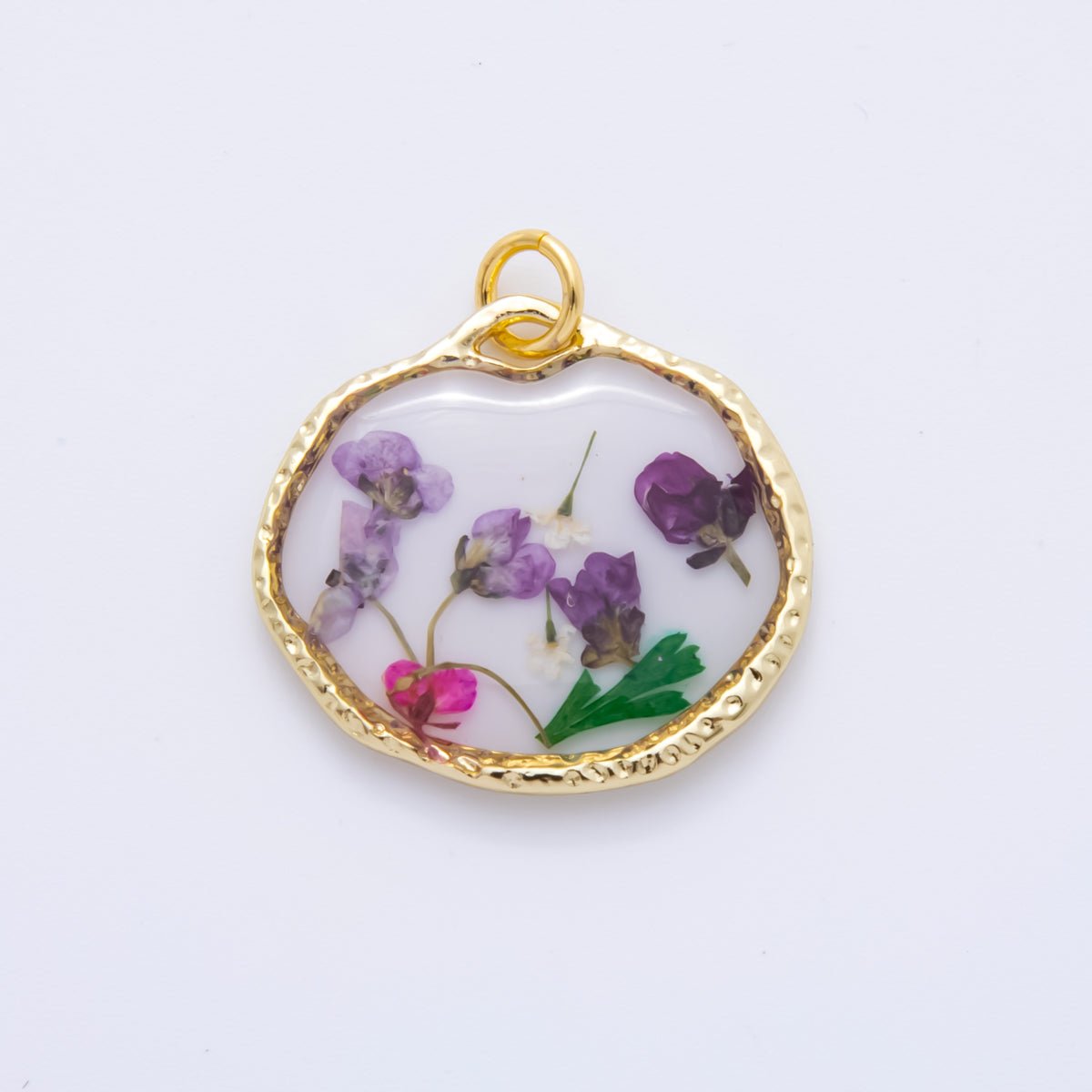 18K Gold Filled 23mm Resin Flower Halo Medallion Charm | AH866 - AH870 - DLUXCA