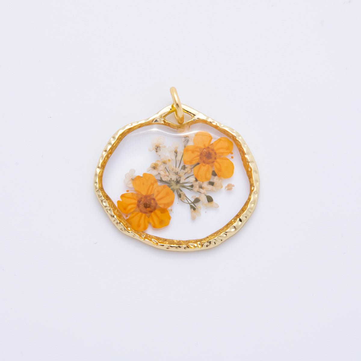 18K Gold Filled 23mm Resin Flower Halo Medallion Charm | AH866 - AH870 - DLUXCA